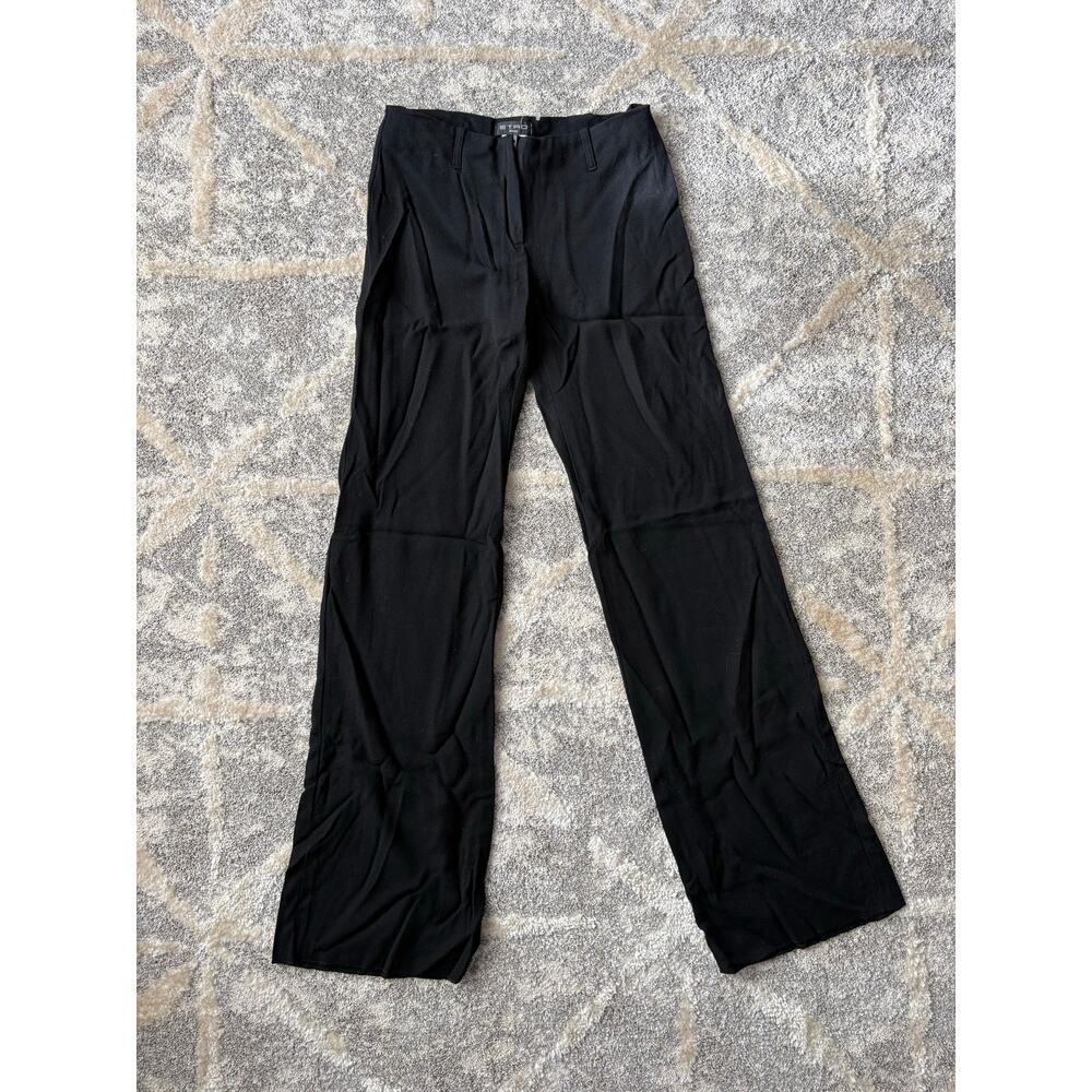 Etro Milano black wide leg black wool dress pants trouser women's size 8 - Picture 2 of 7